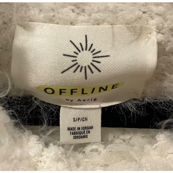 OFFLINE AERIE White Fuzzy Eyelash Turtleneck Pullover Sweater - Picture 2 of 5